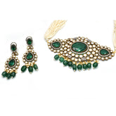 Samaira Polki Choker Set - Green - The Pashm